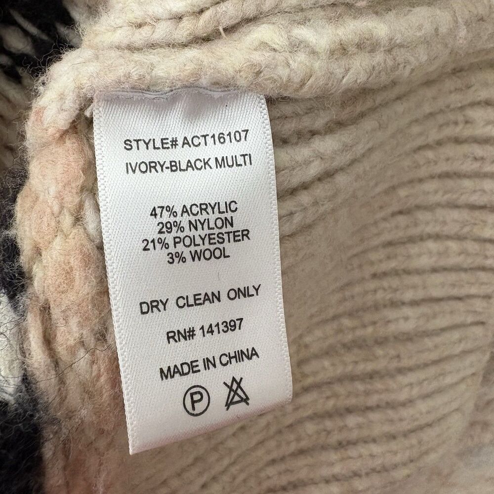 ASTR The Label Fair Isle Chunky Knit Nordic Wool Blend Sweater Womens Large - Picture 6 of 7